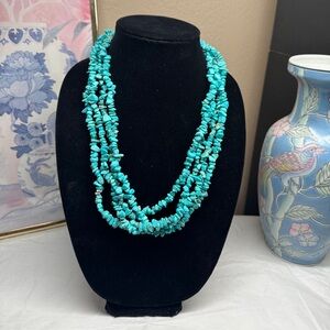 Turquoise chip stone endless necklace